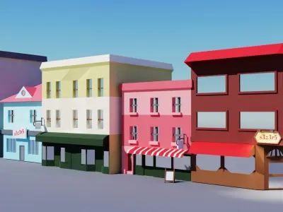 Low poly building pack Low-poly 3D model