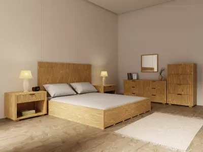 Bedroom Set - Solid Oak Light 3D model