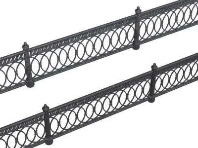 Park fence 02 Low-poly 3D model