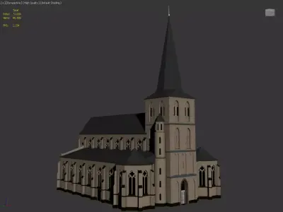 CityKirche Church Monchengladbach  Low-poly 3D model