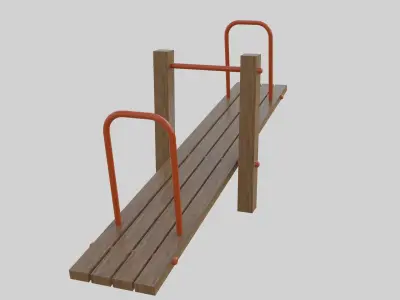 Wooden Seesaw Teeter Totter - 02 Playground Low-poly 3D model
