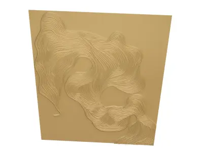 modern Wavy Relief Panel Wall Decor Set STL Mural CNC 379 3D model