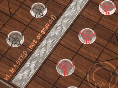 Chess Chinese XiangQi Glass Crystal MASKED and ENGRAVED 3D model