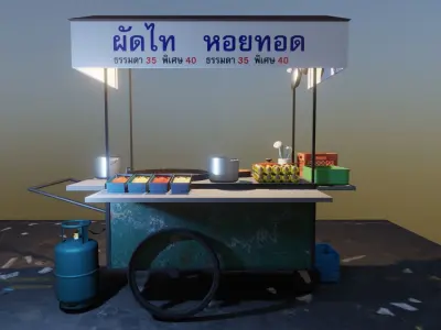 Padthai-Street-Shop food cart 3D model
