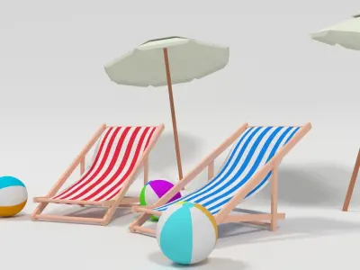 beach assets Low-poly 3D model