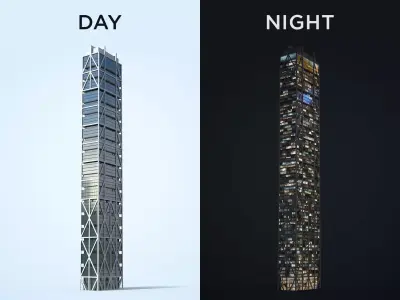 Apartment Building Day and Night Low-poly 3D model