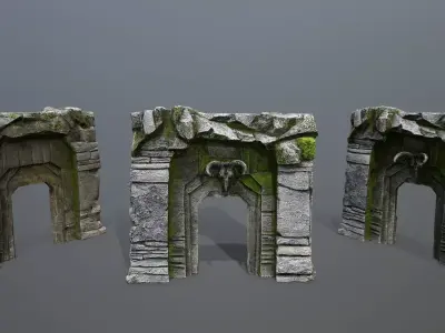 old gate Low-poly 3D model 2
