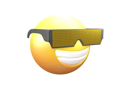 Beaming Face With Future Technology Glasses v2 005 Low-poly 3D model