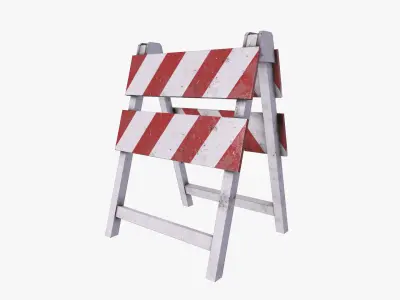 Traffic Barricade Low-poly 3D model
