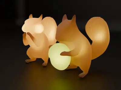 Indirect lighting of a devouring squirrel 3D model