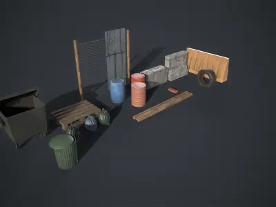 City trash pack Low-poly 3D model
