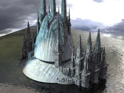 Ancient  Sci-fi Winter city 2 Kitbash 3D model