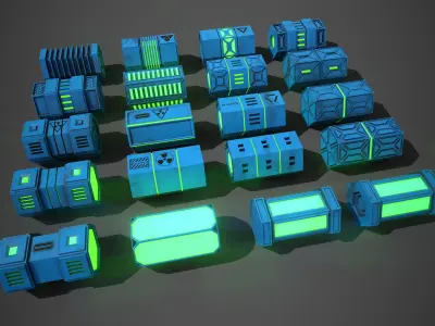 NGon Box Collection Plastic Low-poly 3D model