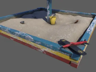 Old Sand Box Low-poly 3D model