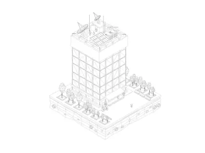 Cartoon Low Poly Office Building Low-poly 3D model