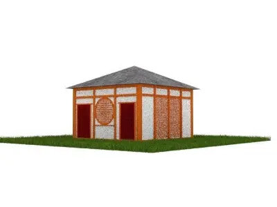 Japanese House with Inside Low-poly 3D model