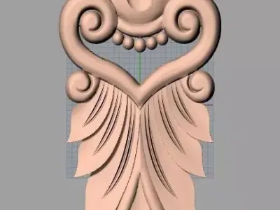 Door Post flower 3D STL Model for CNC Router Carving E968 3D model