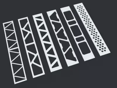 Lowpoly Scifi panels and structures Low-poly 3D model