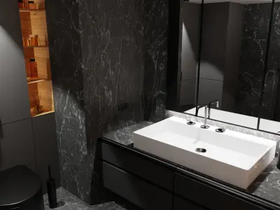 Bathroom modern with walls and marble floors Free 3D model