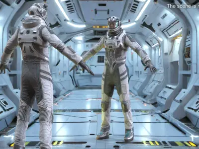  Futuristic Astronaut with Transparent Visor 