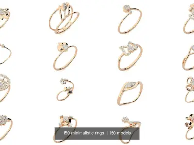 150 minimalistic light wt rings  3D Model Pack