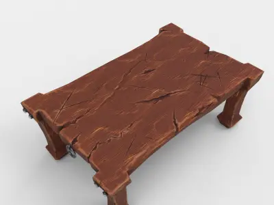 stylized dining table Low-poly 3D model