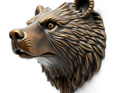 Enigmatic Bear Head Door Knocker Bronze model pack Low-poly 3D model