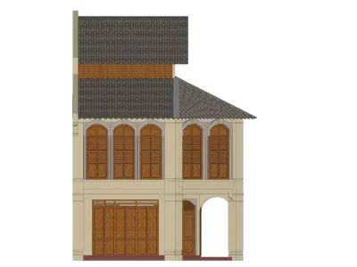 Malaysia Shophouse Corner 1760 Heritage Colonial Architecture 3D model