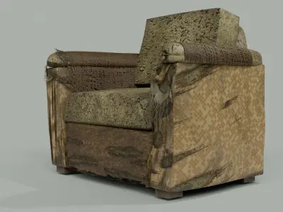  broken chair Low-poly 3D model