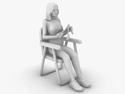 Woman knitting 3D print model