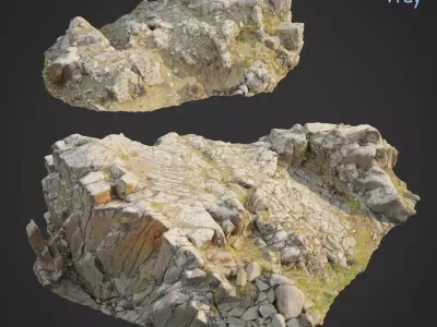 3d scanned rock cliff K2 3D model