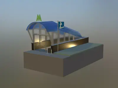Entrance to Subway  Low-poly 3D model
