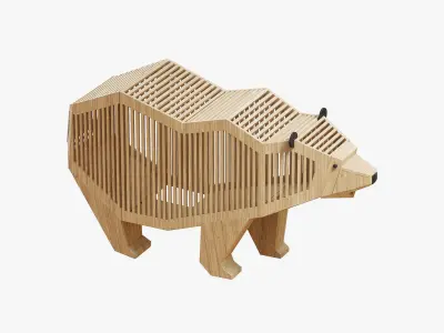 Wooden bear for playgrounds 3D model
