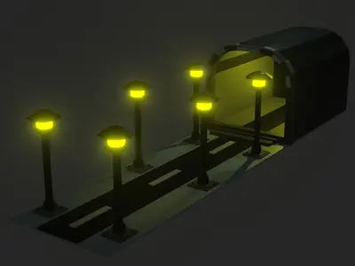 Subway road at night  Free low-poly 3D model