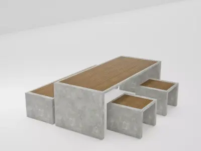 Marina Bench Set - Stoll Table  Low-poly 3D model