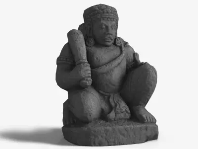 Low Poly PBR Dwarapala Statue Low-poly 3D model