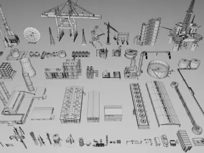 Refinery Factory Power Plant Mega Pack Collection 3D model