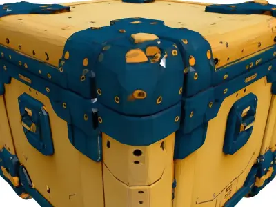 SciFi Futuristic Yellow Storage Crate Low-poly 3D model