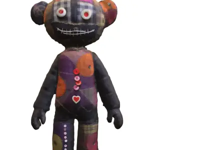 Patchwork Bear Doll Low-poly 3D model