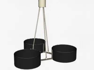 Bruno Gatta Black Metal and Opaline Glass Chandelier  3D model