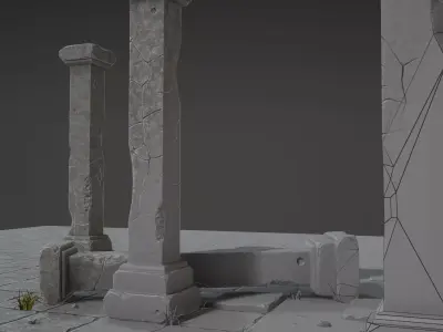 Column Set grasses - grasses - grasses - grasses Low-poly 3D model