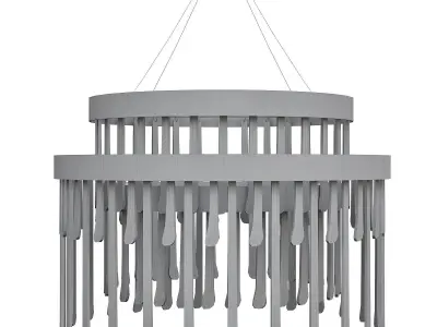 Babel modern chandelier in brass and glass 3D model