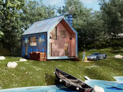 forest cabin 3D model buy