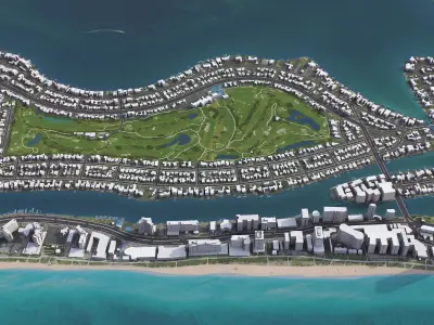 Miami Beach Low-poly 3D model