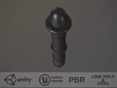Barrier Bollard pack 5 Black v2 Low-poly 3D model