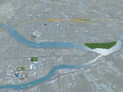 Jinzhou Liaoning China 25km Low-poly 3D model