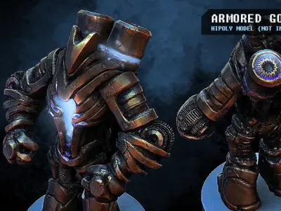 Armored Golem Low-poly 3D model