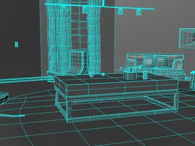 Living room with lighting  3D model