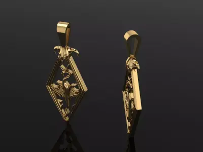 Pendant pair of gold plated earrings 3D print model