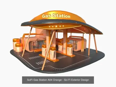 10 Sci Fi Buildings Collection D - Orange - Exterior Design 3D Model Pack